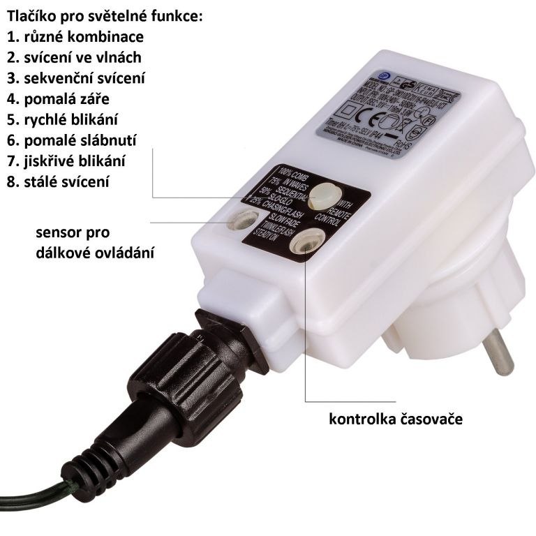 Świąteczna kurtyna 5 gwiazdek, 61 LED, biała ciepła i zimna